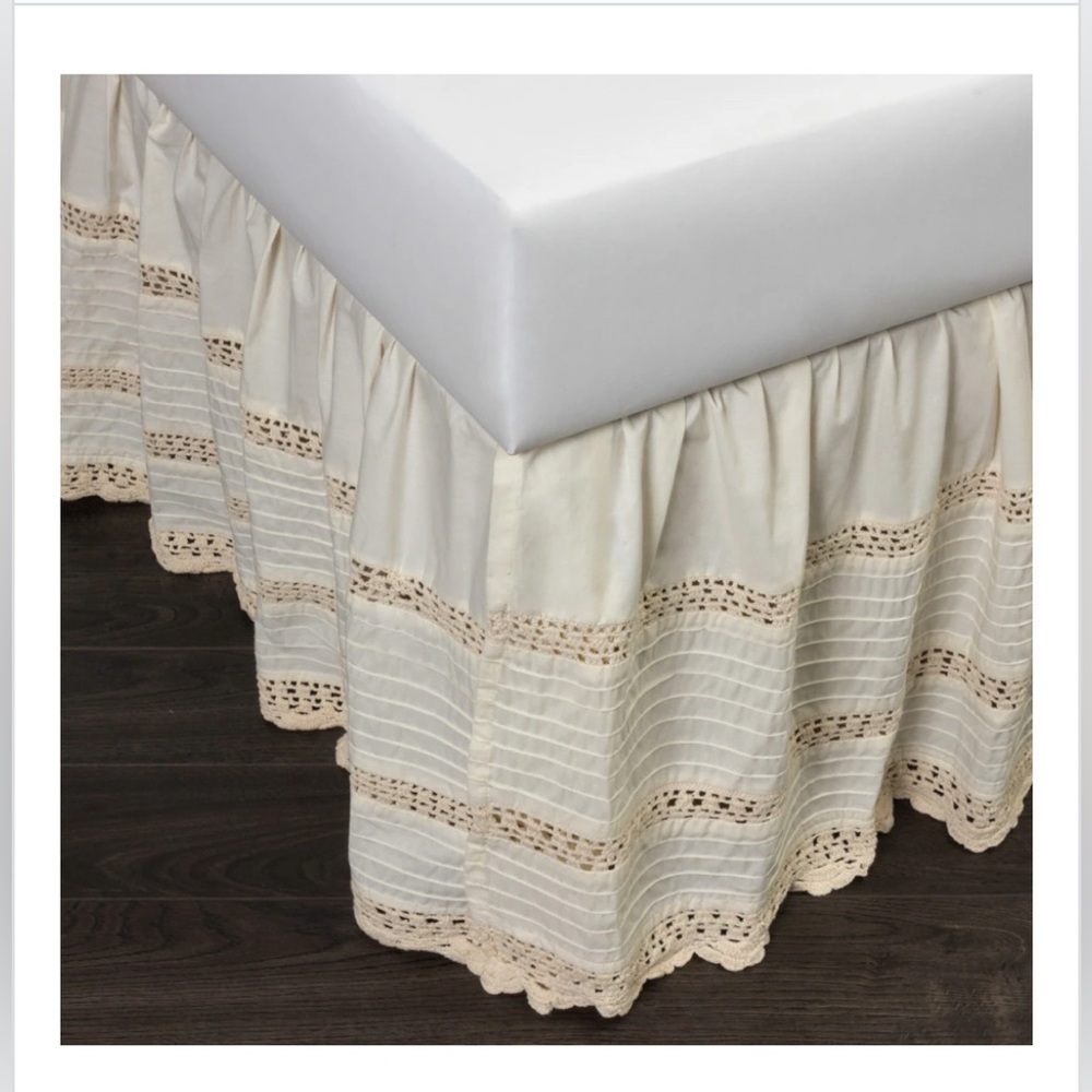 100% Cotton Classic King Bed Skirt- Ivory